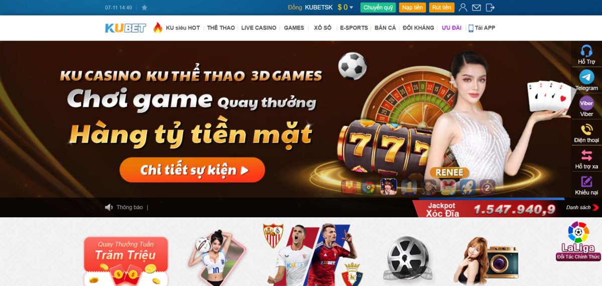 Giao diện Kubet đơn giản, dễ thao tác